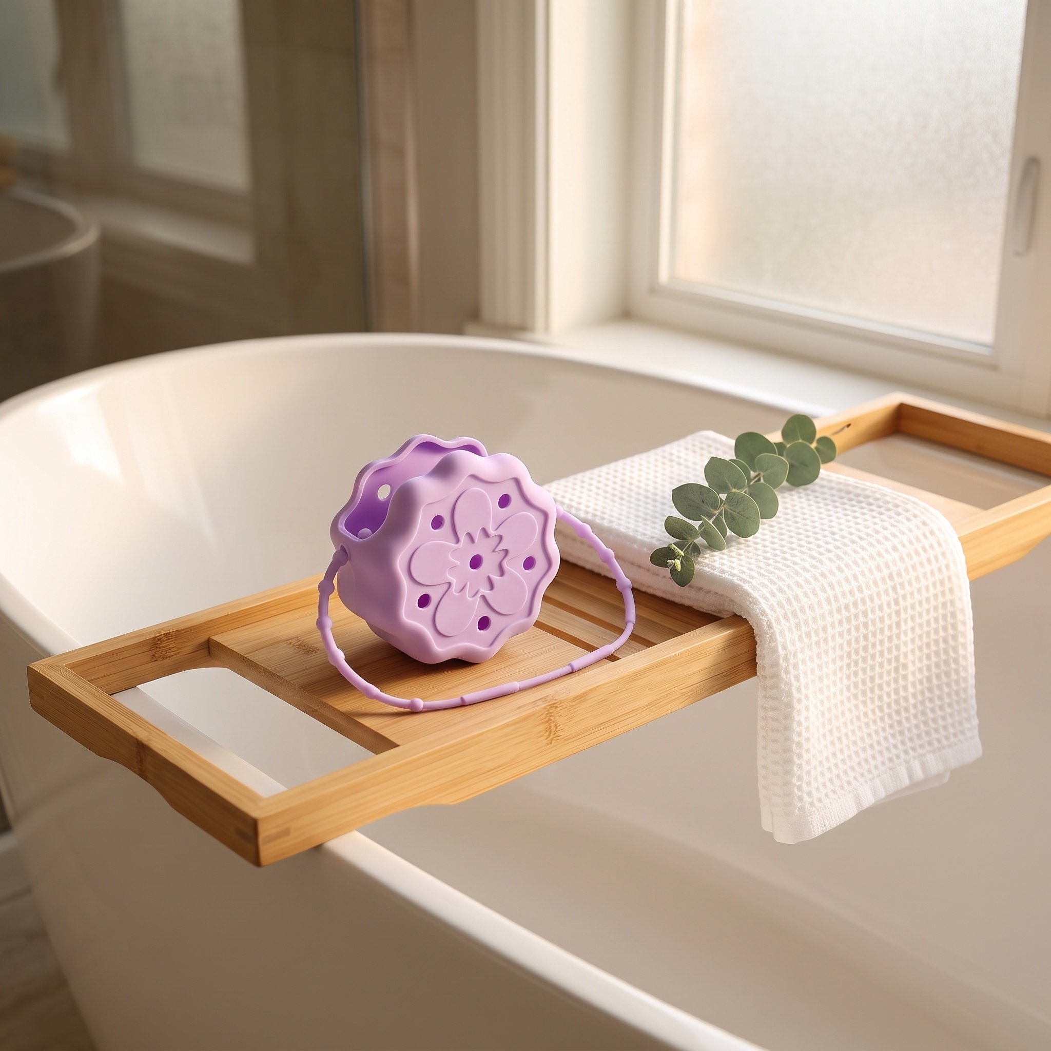 Shower Steamer Tablet - Silikon-Dusch-Diffusorhalter, lila, zum Aufhängen, Aromatherapie-Dusch-Diffusor-Behälter für